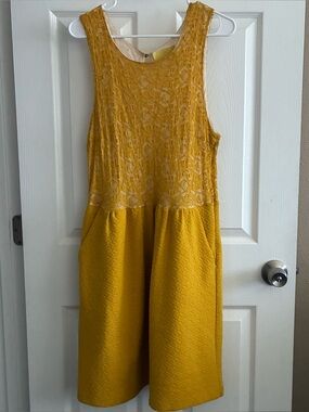 Maeve by Anthropologie "Vera" A-line Dress, Mustard Yellow, Size Large